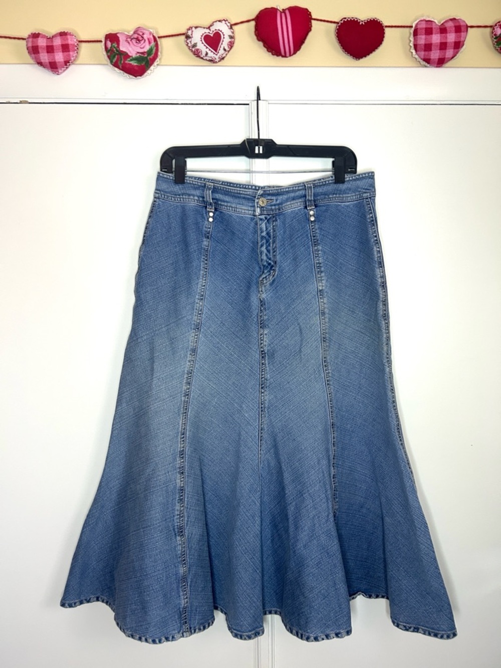 Vintage Y2K Fit & Flare Denim Skirt